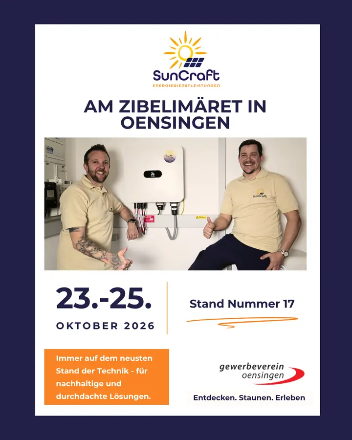 SunCraft am Zibelimäret in Oensingen, 23.–25. Oktober 2026, Stand Nummer 17